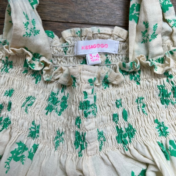 Kidsagogo Girls Paloma Jumpsuit in Cream/Green | size 3-4 Years - Picture 3 of 4